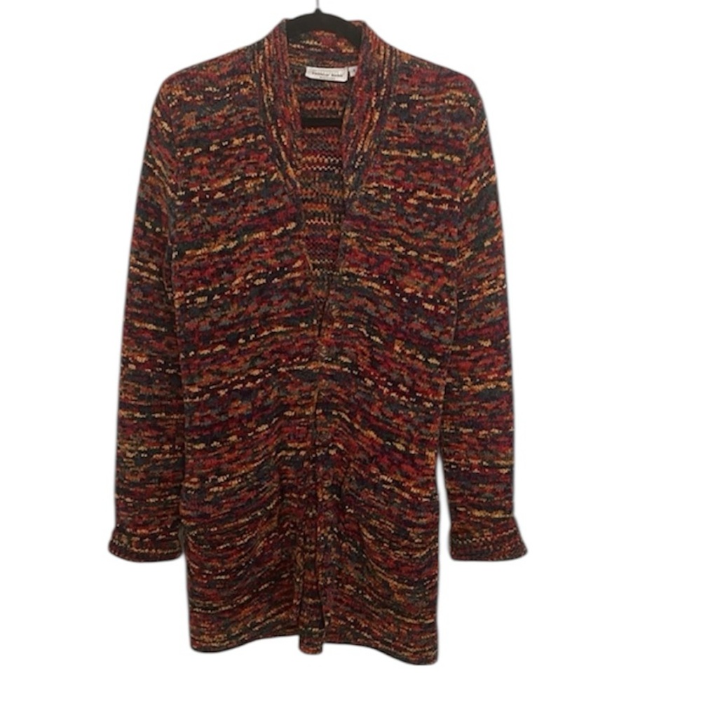 Vintage Brenda French French Rags Chenille Cardigan Multicolor Duster Sweater